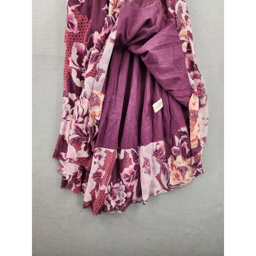 Free People Maroon Ros Floral Lace High Low Midi Dress NWT Boho Cottagecore Sz 2 - Picture 7 of 13